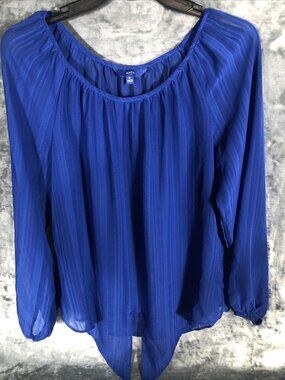 APT.9 Sheer Royal Blue Women’s Blouse  Stunning Top Adult Size Medium Shirt